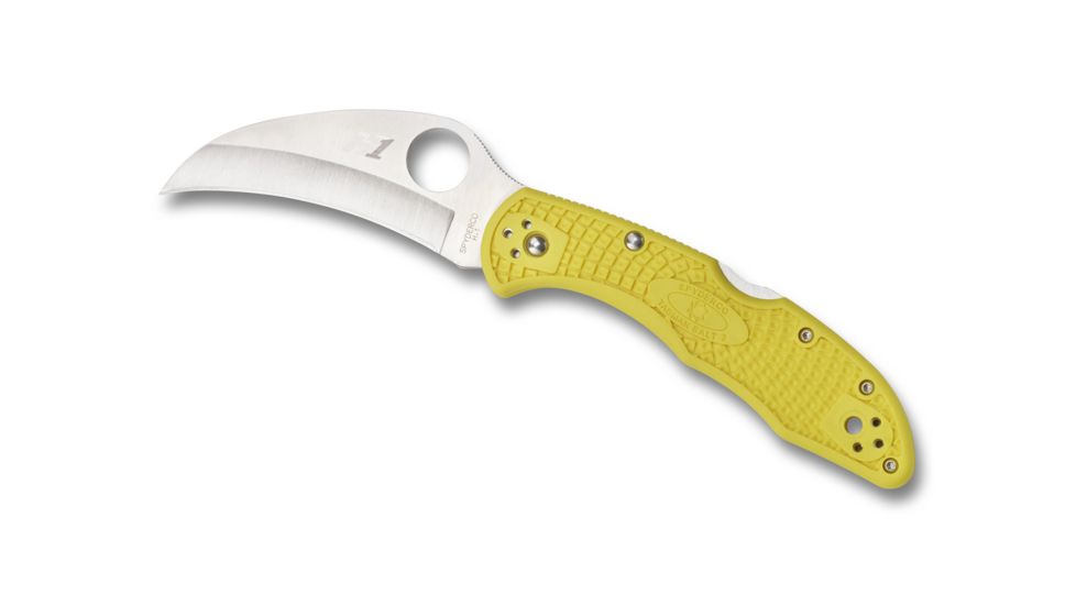Spyderco Salt Tasman 2 Lightweight Folding Knife, 2.91in, H-1, Hawkbill Blade, PlainEdge, FRN Yellow Handle, C106PYL2