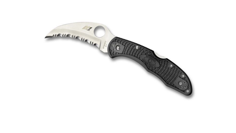 Spyderco Salt Tasman 2 Lightweight Folding Knife, 2.91in, H-1, Hawkbill Blade, SpyderEdge, FRN Black Handle, C106SBK2