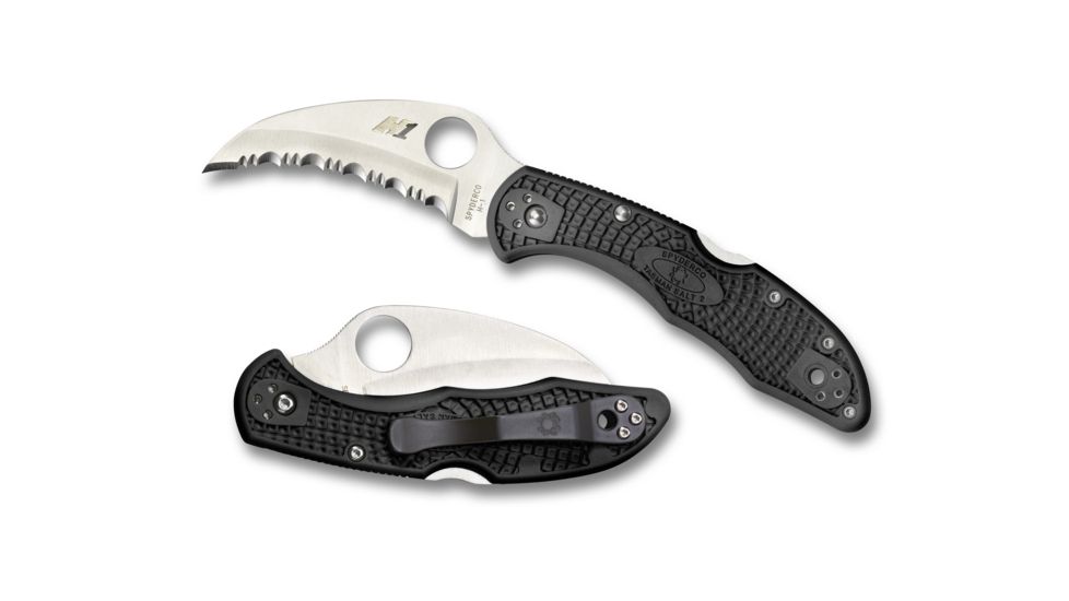 Spyderco Salt Tasman 2 Lightweight Folding Knife, 2.91in, H-1, Hawkbill Blade, SpyderEdge, FRN Black Handle, C106SBK2