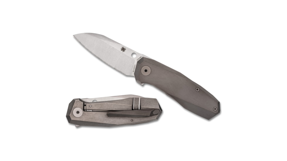 Spyderco TECNHO 3, Folding Knife, 2.64 Drop Point Blade, CTS XHP Blade Steel, 6.32 Overall Length, R.I.L. Lock, Satin Finish, Silver Blade, Gray Titanium Handle