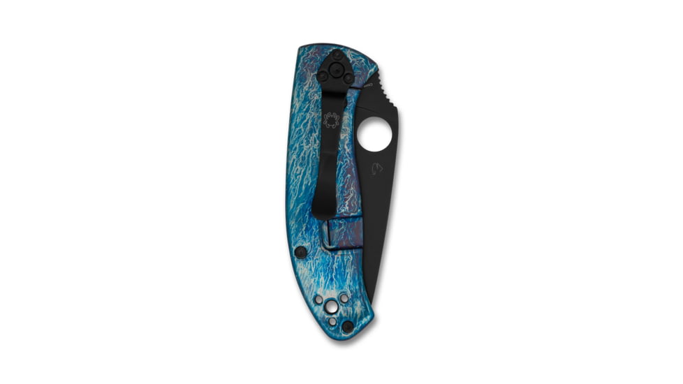 Spyderco Tenacious Folding Knife, 3.35 in, D2, Blue, Titanium, Diamond Like Coating, C122TIBLBKD2P