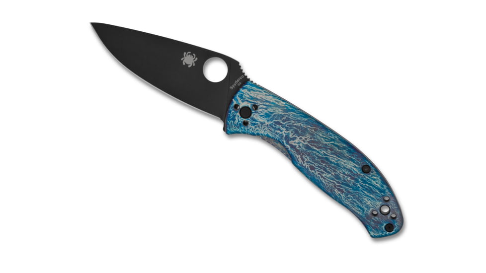 Spyderco Tenacious Folding Knife, 3.35 in, D2, Blue, Titanium, Diamond Like Coating, C122TIBLBKD2P