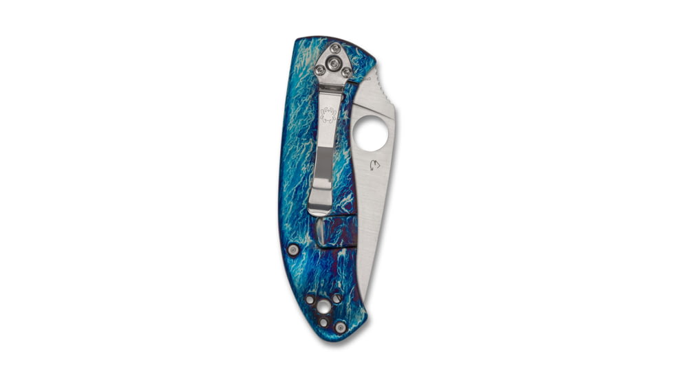 Spyderco Tenacious Folding Knife, 3.35 in, D2, Blue, Titanium, Satin, C122TIBLD2P