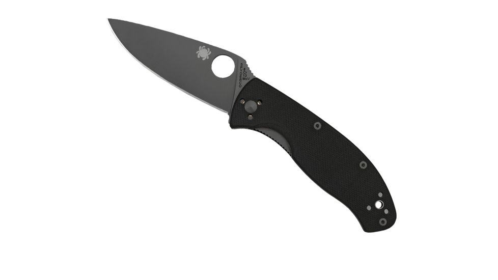 Spyderco Tenacious Folding Knife, 3.39 in, Black Plain Blade, Black G-10 Handle, C122GBBKP