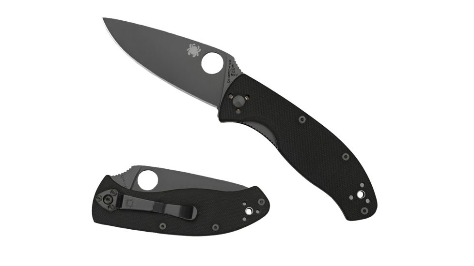 Spyderco Tenacious Folding Knife, 3.39 in, Black Plain Blade, Black G-10 Handle, C122GBBKP