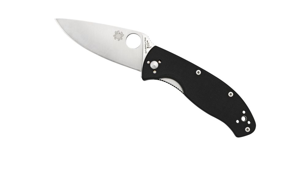 Spyderco Tenacious Folding Knife, 3.39 in, Silver Plain Blade, Black G-10 Handle, C122GP