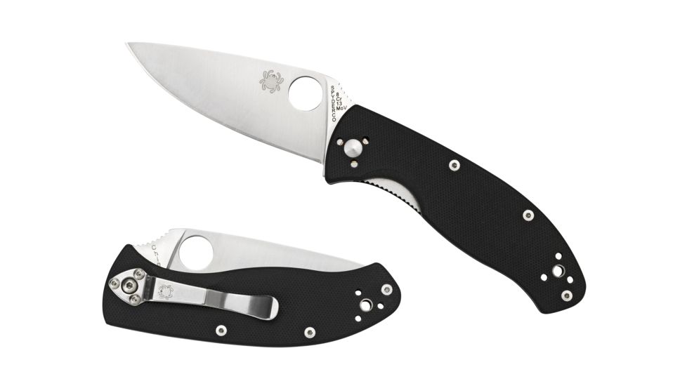 Spyderco Tenacious Folding Knife, 3.39 in, Silver Plain Blade, Black G-10 Handle, C122GP