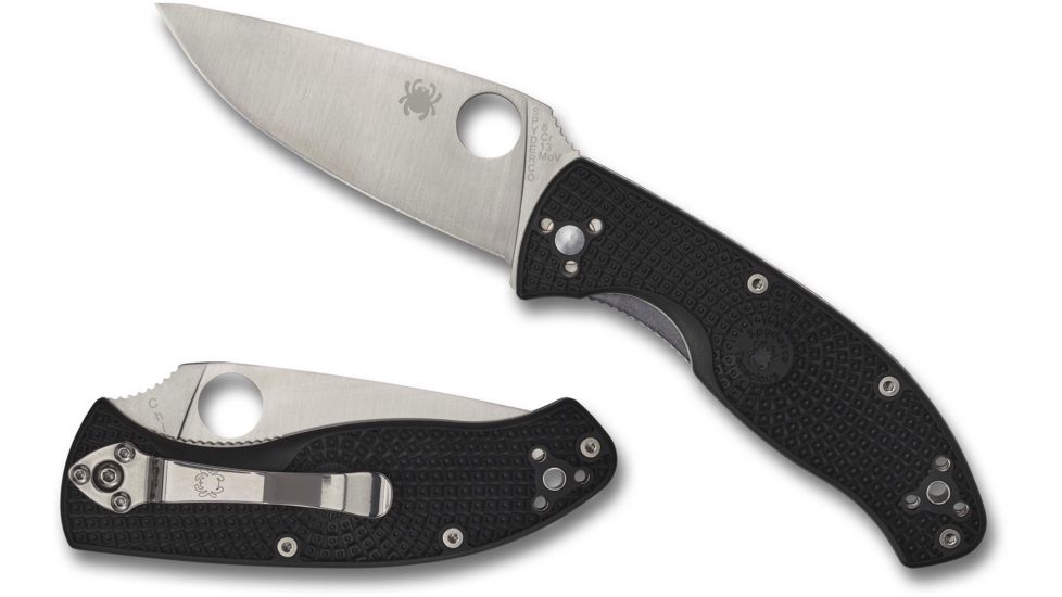 Spyderco Tenacious Lightweight Folding Knife, 3.39 in, 8Cr13MoV, Clip Point Blade, FRN Black Handle, C122PBK