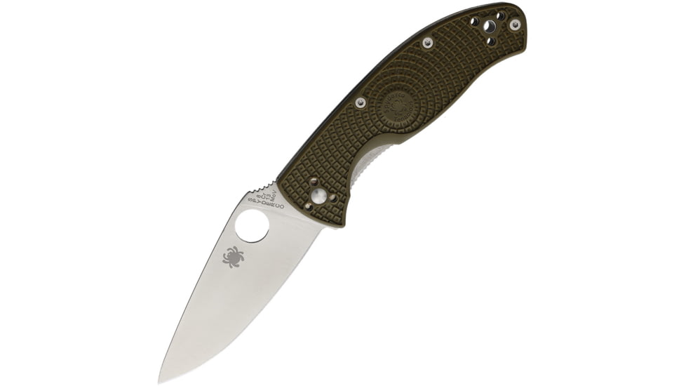 Spyderco Tenacious Linerlock OD Green Folding Knife, 3.38 satin finish 8Cr13MoV stainless blade, OD green bi-directional texture FRN handle, C122POD