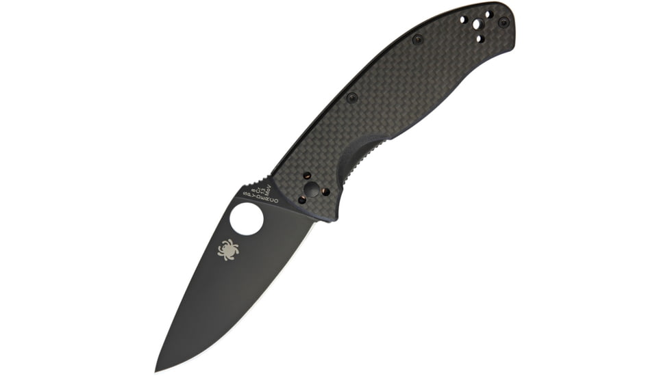 Spyderco Tenacious Folding Knife, 3.5in, Black 8Cr13MoV Steel, Leaf Blade, Carbon Fiber/G10 Handle, C122CFBBKP
