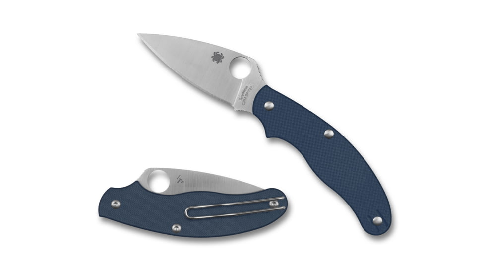 Spyderco UK Penknife Folding Knife, 2.95in, CPM SPY27, Leaf Blade, G10 Blue Handle, C94GPCBL