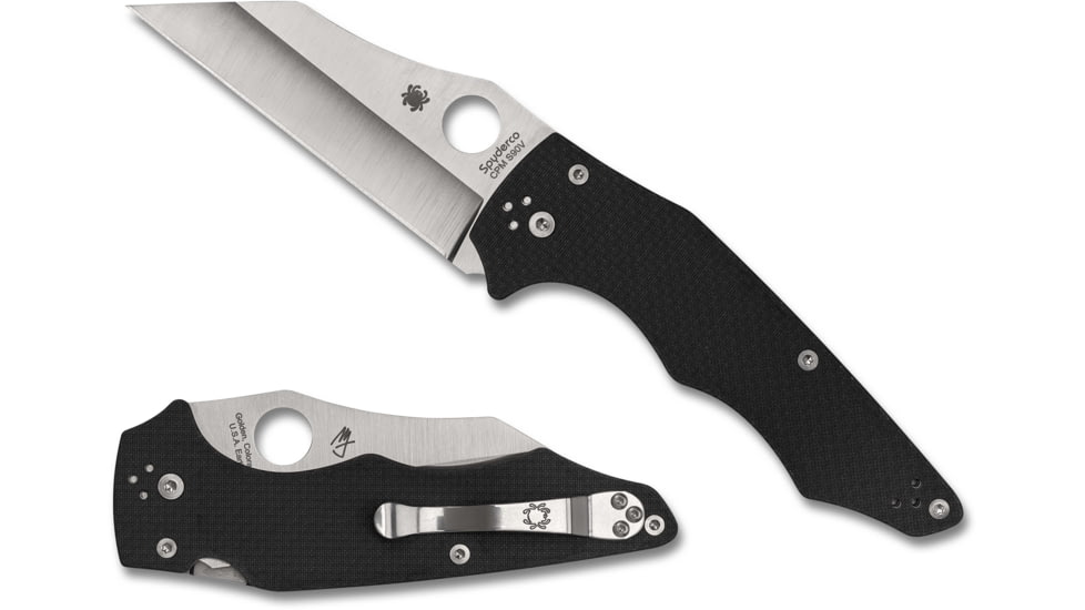 USED Spyderco YoJumbo Sprint Run Folding Knives, 3.98in, CPM S90V Steel, PlainEdge, Carbon Fiber Handle, C253CFP, EDEMO1