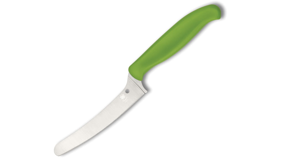 Spyderco Z-Cut Kitchen Knife, 4.25 satin finish CTS-BD1 stainless blunt tip bla, Green polypropylene handle, K13PGN