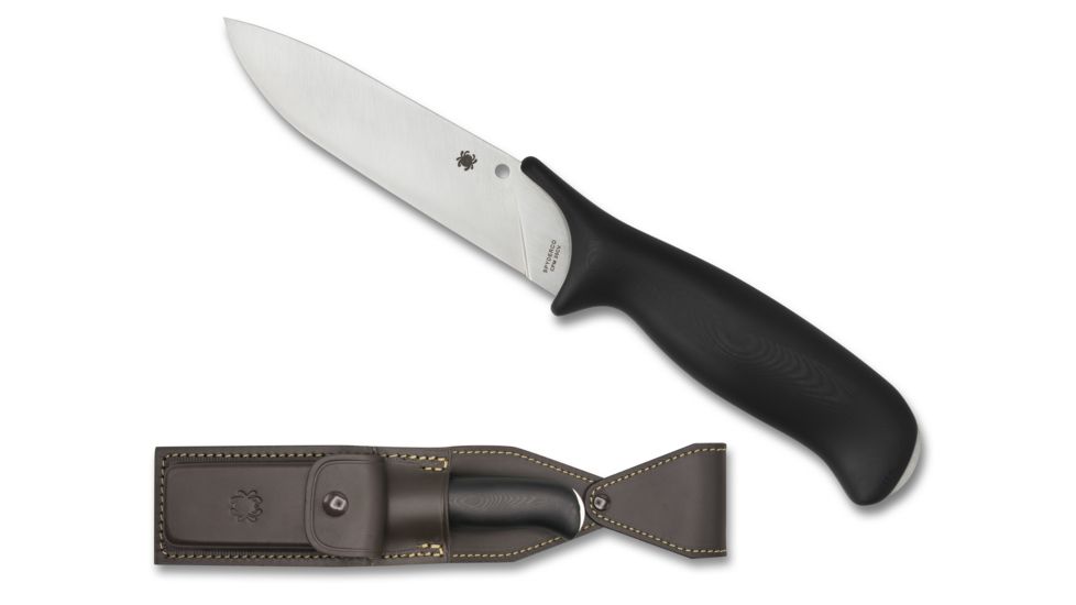 Spyderco Zoome G-10 PlainEdge 4.47in Fixed Blade Knife, Black, FB42GP
