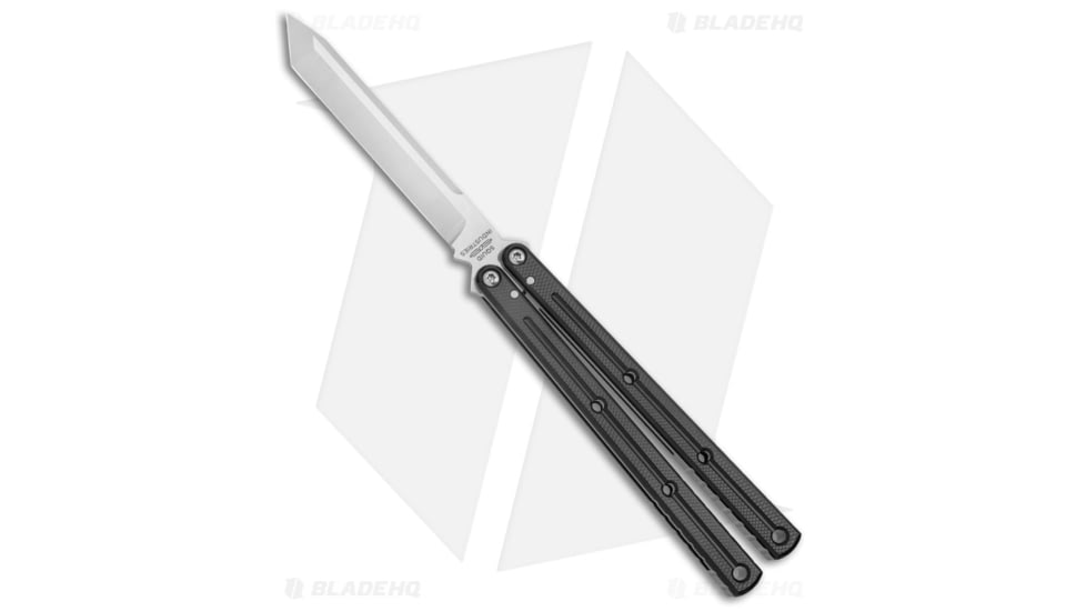 Squid Industries Krake Raken V3 Butterfly Folding Knife, 4.50in, AEB-L Steel, Tanto Blade, Aluminum, Black Handle, Black/Silver, 10.125 inch, BHQ-103094