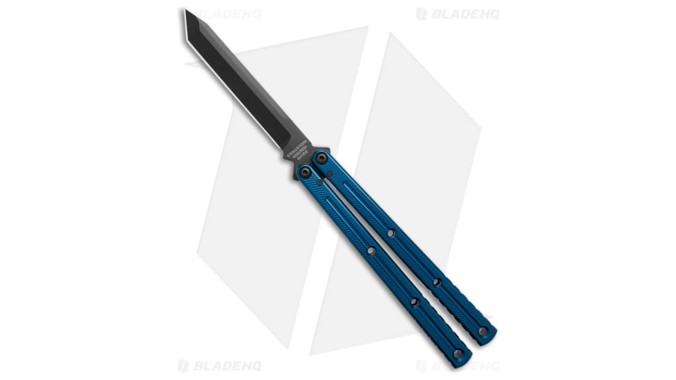 Squid Industries Krake Raken V3 Butterfly Folding Knife, 4.50in, AEB-L Steel, Tanto Blade, Aluminum, Blue Alum Handle, Blue Alum/Black, 10.125 inch, BHQ-103497