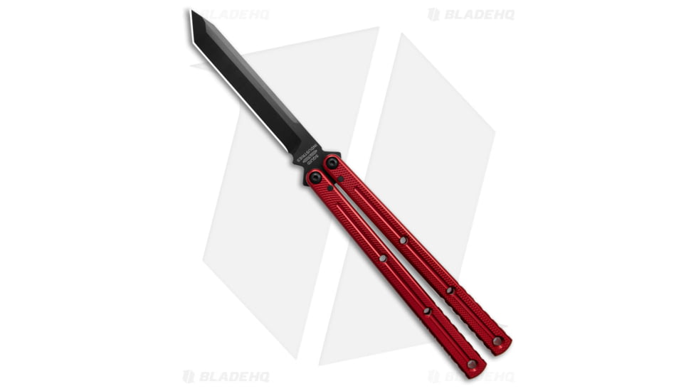 Squid Industries Krake Raken V3 Butterfly Folding Knife, 4.50in, AEB-L Steel, Tanto Blade, Aluminum, Red Handle, Red/Black, 10.125 inch, BHQ-103498