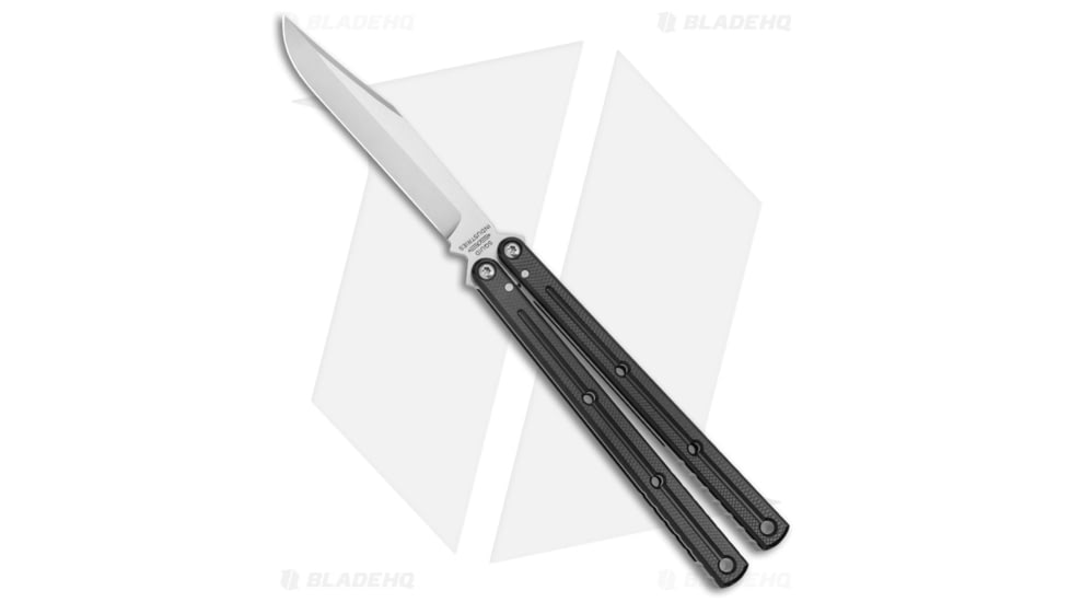Squid Industries Krake Raken V3 Butterfly Folding Knife, 4.50in, AEB-L Steel, Clip Point Blade, Aluminum, Black Handle, Black/Silver, 10.125 inch, BHQ-115299