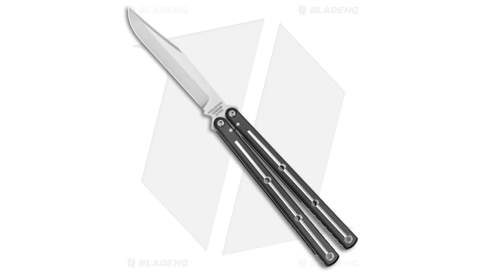 Squid Industries Krake Raken V3 Butterfly Folding Knife, 4.50in, AEB-L Steel, Clip Point Blade, Aluminum, Black/Gray Handle, Black/Gray/Silver, 10.125 inch, BHQ-134382