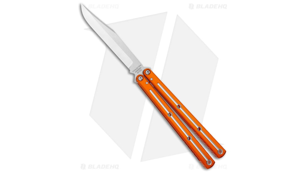 Squid Industries Krake Raken V3 Butterfly Folding Knife, 4.50in, AEB-L Steel, Clip Point Blade, Aluminum, Orange Handle, Dual-Tone, Orange/Silver, 10.125 inch, BHQ-134794