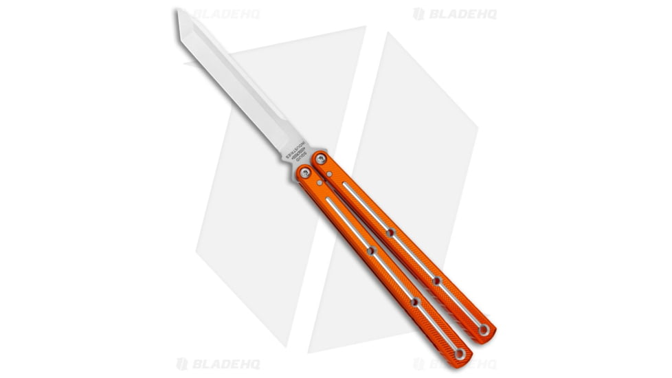 Squid Industries Krake Raken V3 Butterfly Folding Knife, 4.50in, AEB-L Steel, Tanto Blade, Aluminum, Orange Handle, Orange/Silver, 10.125 inch, BHQ-134797