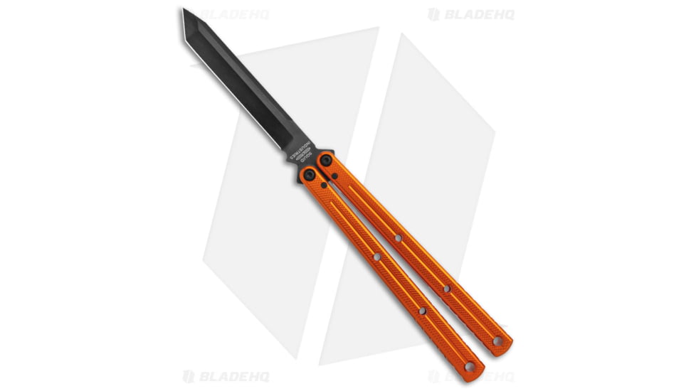 Squid Industries Krake Raken V3 Butterfly Folding Knife, 4.50in, AEB-L Steel, Tanto Blade, Aluminum, Orange Handle, Orange/Black, 10.125 inch, BHQ-178864
