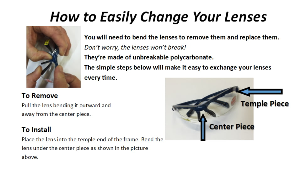 SSP Eyewear Denial Bifocal Shooting Glasses w/ 2.25 Magnification Kit, Black Frame, Amber, Clear And Smoked Lenses, DENIAL 225 KIT