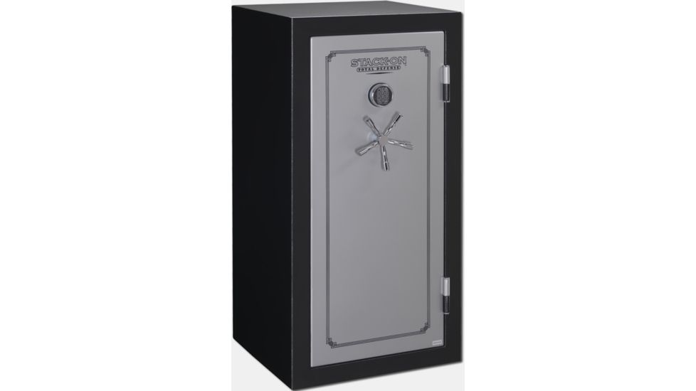 Stack-On 28 Total Defense Gun Safe w/ Electronic Lock and Door Storage, Medium, Matte Black/Silver TD-28-SB-E-S