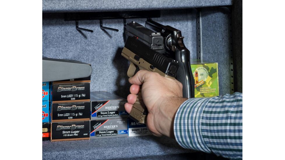 Stack-On 40in Shooters Pistol/Ammo Safe w/Electronic Lock,Door Storage,30min Fire Rating,1.5in,Locking Bolts,Black E-8-MB-E-S