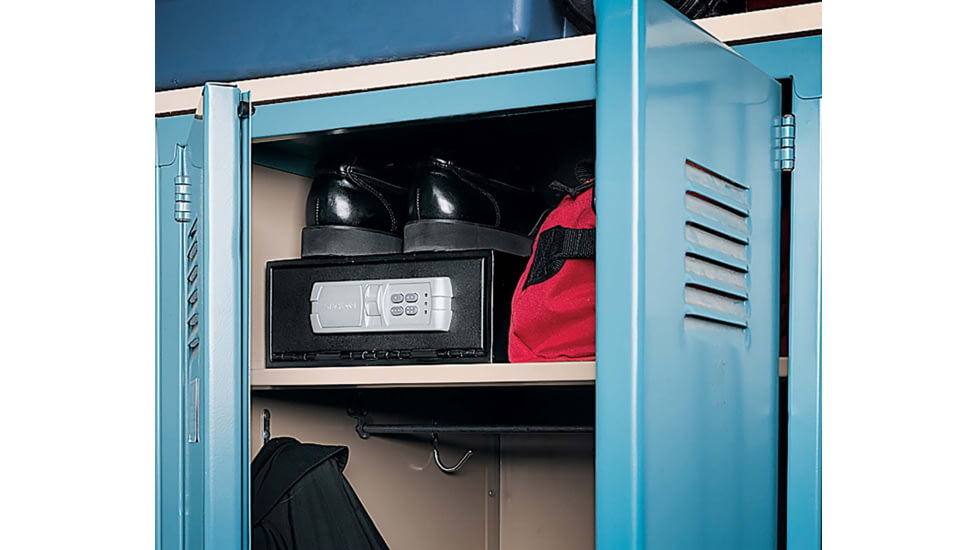 Stack-On Low Profile Quick Access Safe with E-Lock and Mounting Plate, Black, Small, QAS-1304-12