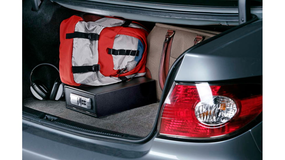 Stack-On Low Profile Quick Access Safe with E-Lock and Mounting Plate, Black, Small, QAS-1304-12