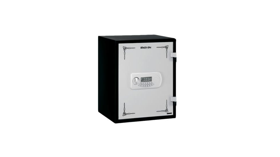 Stack-On Personal Safe, Electronic Lock, 90-Minute/1700 Degree Fire Rated, Matte Black/Silver, Silver/Black, Medium PSF-817K