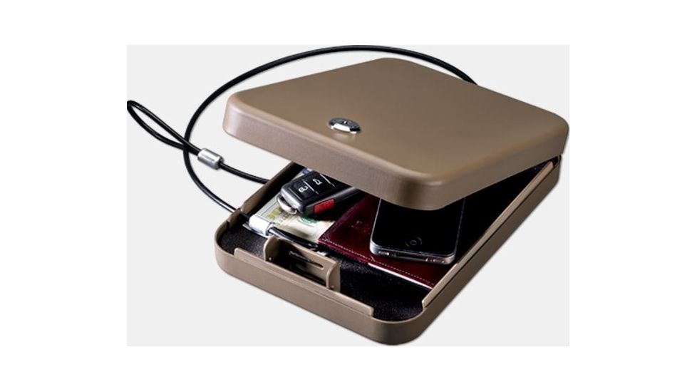 Stack-On Portable Security Case with Key Lock , 9.5x6.5x1.75in, Sand, PC-95K-S