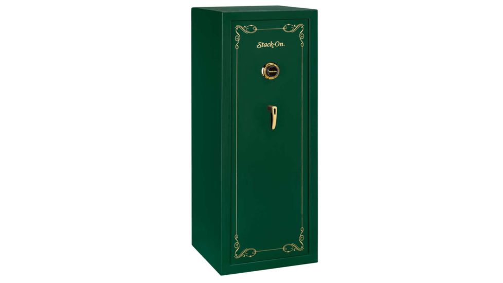 Stack-On Security Plus Gun Safe, 16 Gun, 55in Tall w/Combination Lock, Green/Gold STKSS16MGC