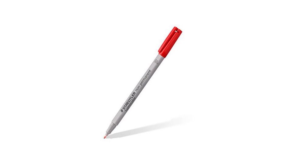 Staedtler Lumocolor Non-Permanent F Width Pen Pack - 4 Colors w/ Stand-Up Box - Red, Blue, Green, Black ST 316 WP4