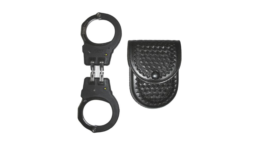 Stallion Leather Asp Tactical Hinged Handcuff Holder, Basket Weave - HASP-2-B1