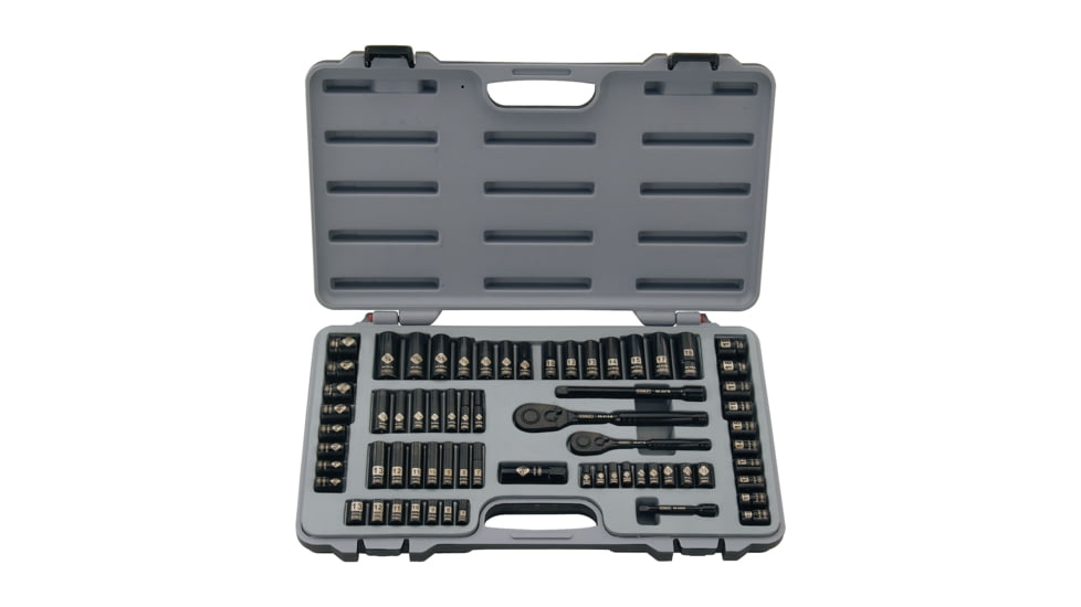 Stanley Tools 69-Piece Black Chrome Mechanics Tool Set, Grey/Black, 92-824