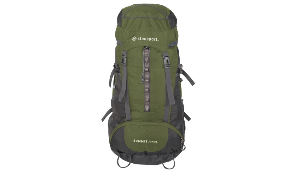 Stansport Adjustable Suspension Frame Pack 70+10 L, w/Hideaway Rain Cover, Olive 1017-100-10