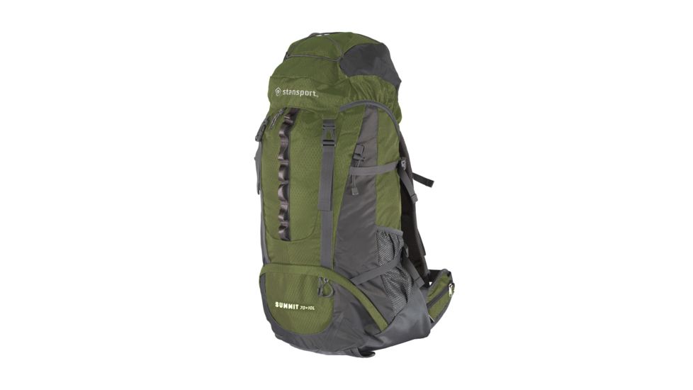 Stansport Adjustable Suspension Frame Pack 70+10 L, w/Hideaway Rain Cover, Olive 1017-100-10