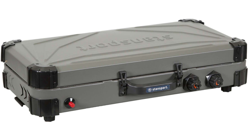 Stansport Boulder Series Propane Stove &amp; Grill Combo w/ Piezo Igniter, Gray/Black, 23.75L x 16.75W x 15H, 206-700