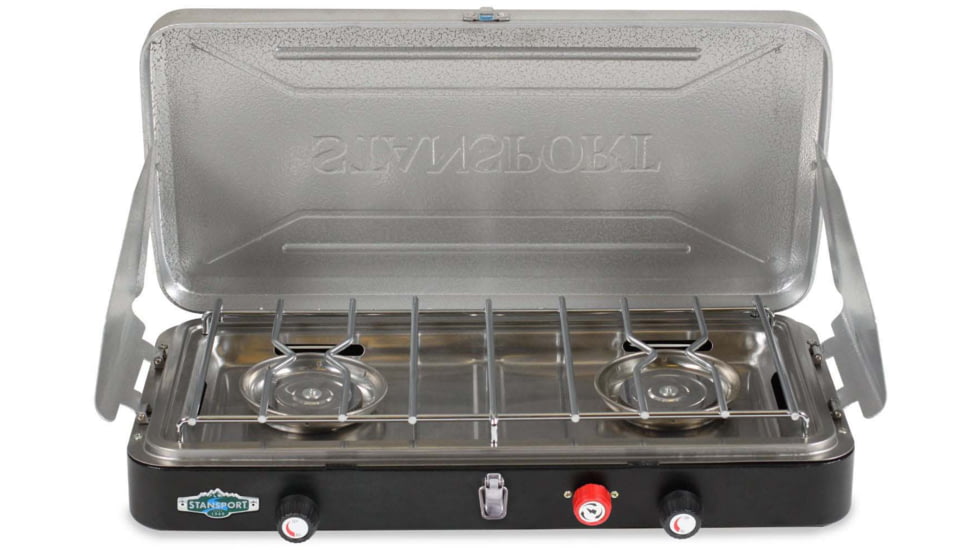 Stansport Deluxe 2-Burner Propane Stove, 2x 25K BTU Burners, Black, 213-300