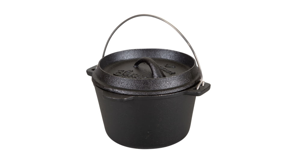 Stansport Dutch Oven, 1qt, Cast Iron, Legess, Pre-Seasoned, Black, 5, 16016