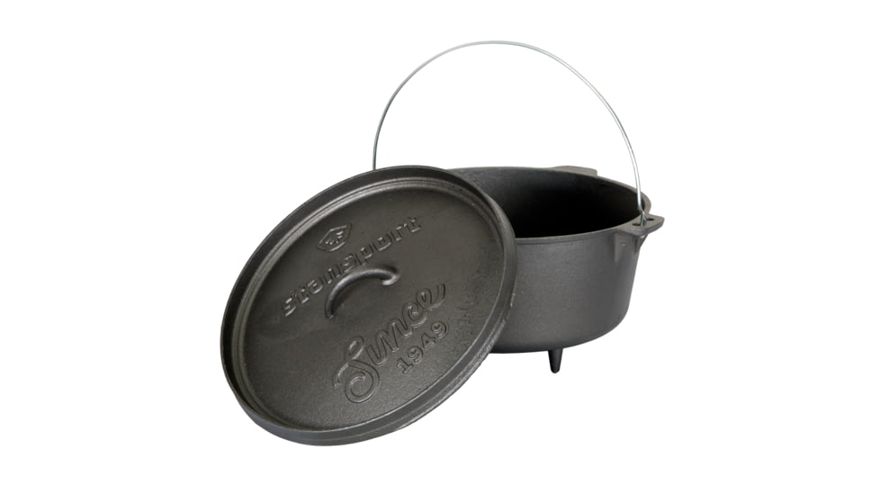 Stansport Dutch Oven, 8qt, Cast Iron, Pre-Seasoned, Black, 12, 16031