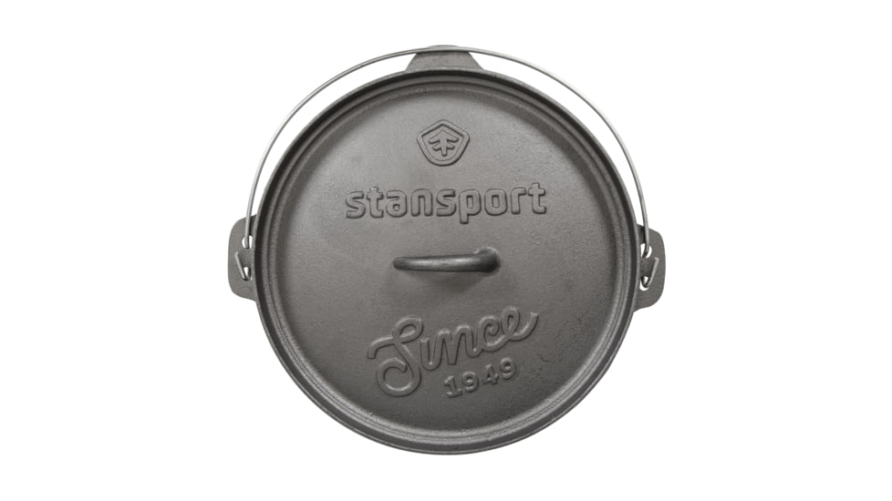 Stansport Dutch Oven, 8qt, Cast Iron, Pre-Seasoned, Black, 12, 16031