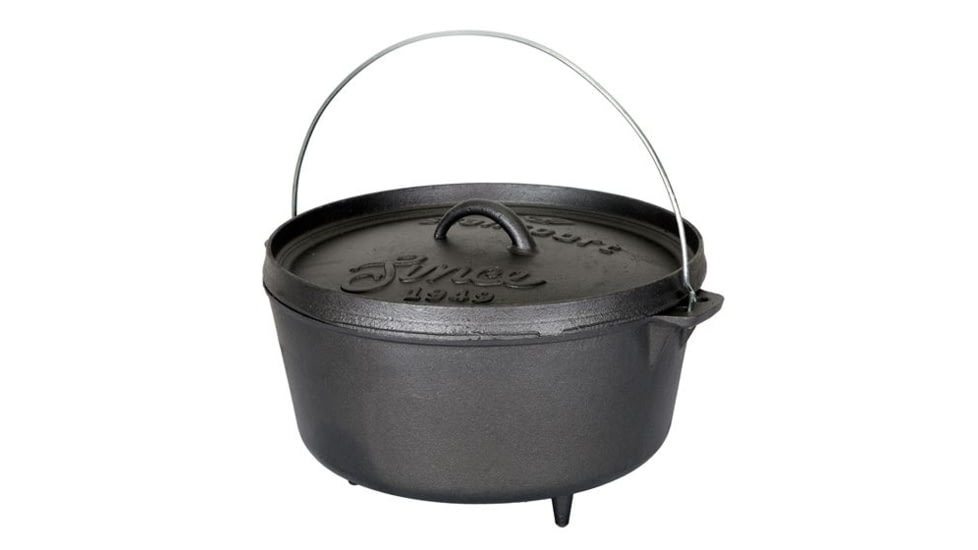 Stansport Dutch Oven, 8qt, Cast Iron, Pre-Seasoned, Black, 12, 16031