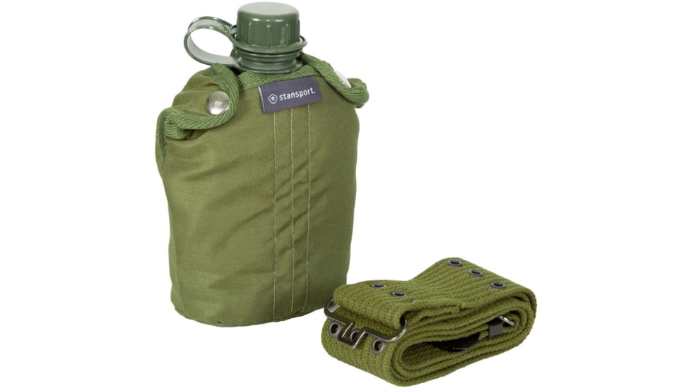 Stansport Plastic Canteen and Cover Set, OD, 1 Quart 48277