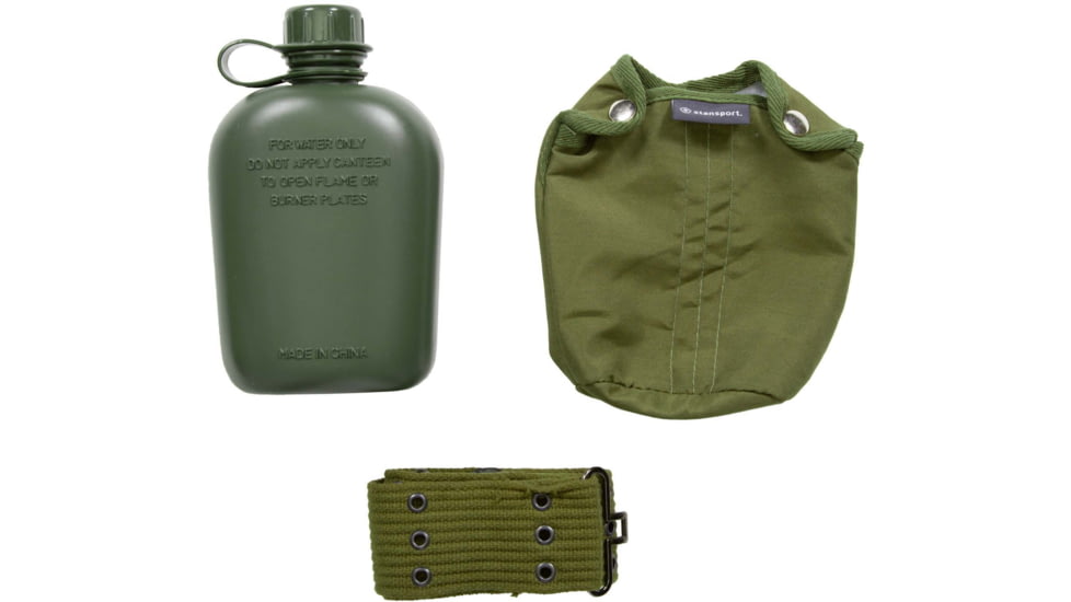 Stansport Plastic Canteen and Cover Set, OD, 1 Quart 48277