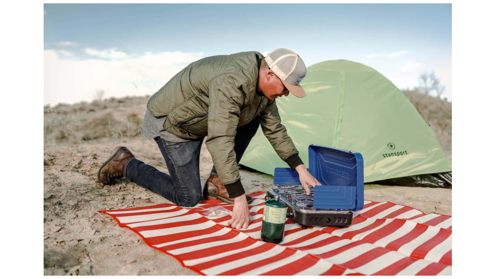 Stansport Propane Stove, w/2 - 25 K and 1-10 K Burners, Blue, 212-300-50