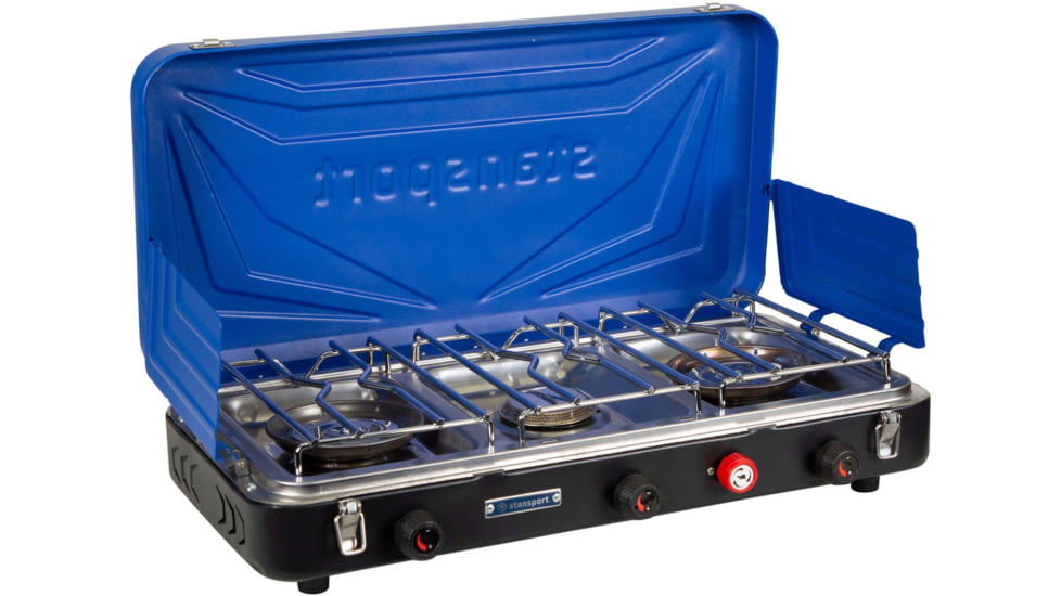 Stansport Propane Stove, w/2 - 25 K and 1-10 K Burners, Blue, 212-300-50