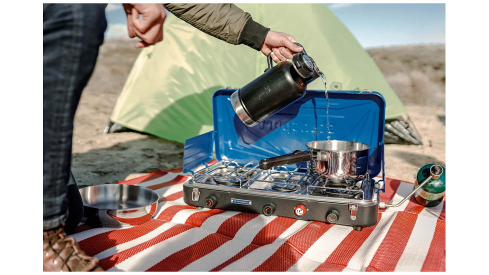Stansport Propane Stove, w/2 - 25 K and 1-10 K Burners, Blue, 212-300-50